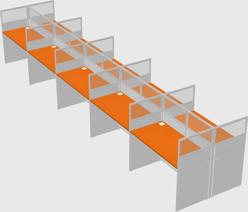 Shared rectangular cubicle