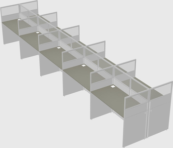 Shared rectangular cubicle