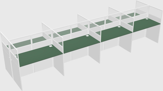 Shared rectangular cubicle