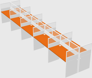 Shared rectangular cubicle