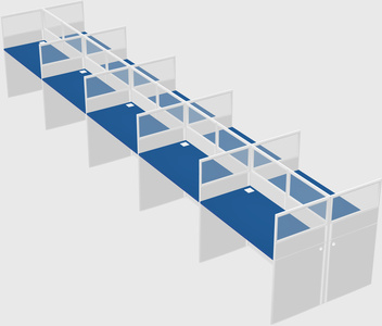 Shared rectangular cubicle
