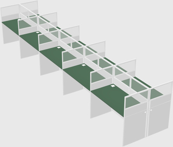 Shared rectangular cubicle