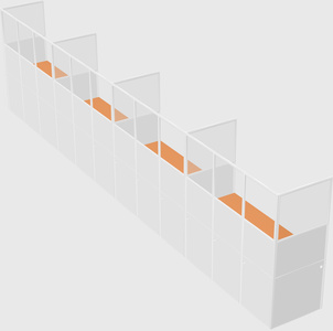 Shared rectangular cubicle