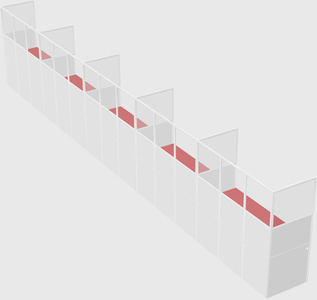 Shared rectangular cubicle