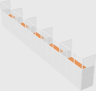Shared rectangular cubicle