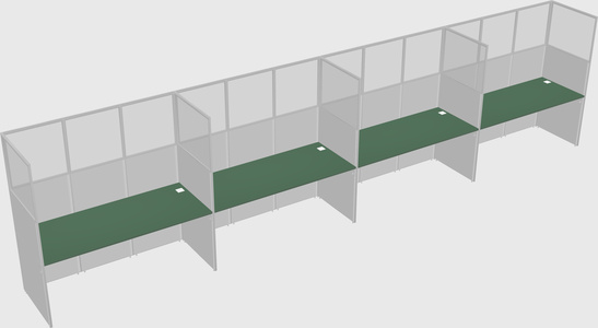 Shared rectangular cubicle