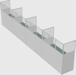 Shared rectangular cubicle
