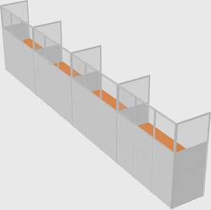 Shared rectangular cubicle