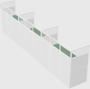 Shared rectangular cubicle