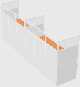 Shared rectangular cubicle