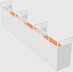 Shared rectangular cubicle