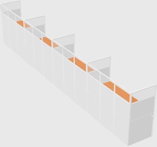Shared rectangular cubicle