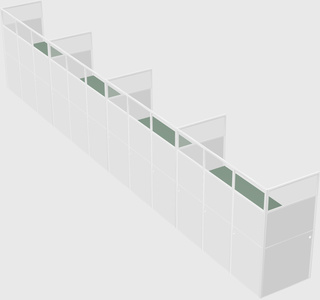 Shared rectangular cubicle