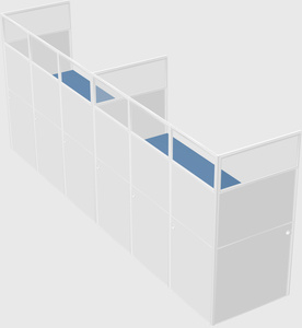 Shared rectangular cubicle