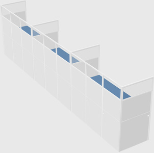 Shared rectangular cubicle