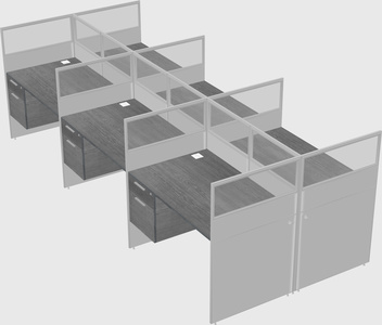 Shared rectangular cubicle