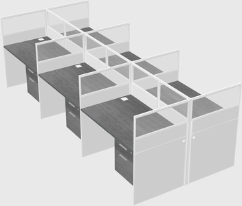 Shared rectangular cubicle