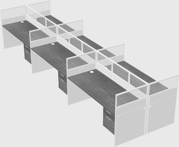 Shared rectangular cubicle
