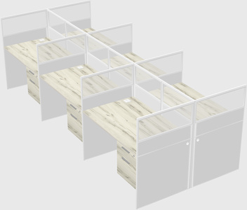 Shared rectangular cubicle