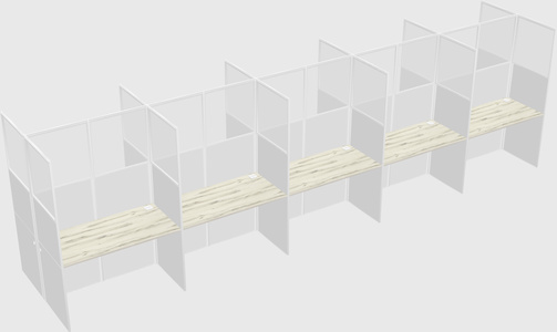 Shared rectangular cubicle