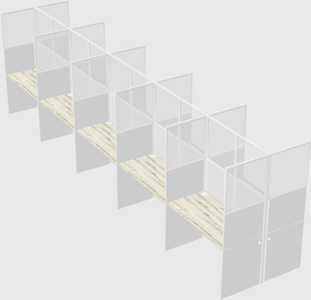 Shared rectangular cubicle