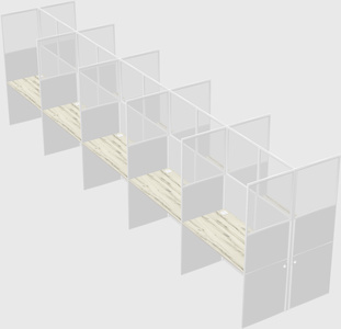 Shared rectangular cubicle