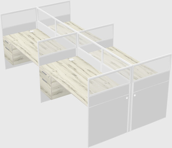 Shared rectangular cubicle