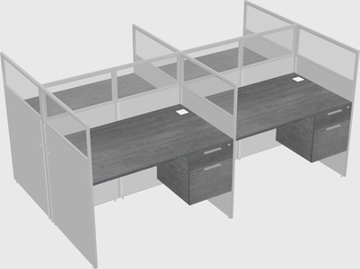 Shared rectangular cubicle
