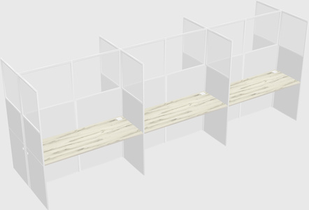 Shared rectangular cubicle