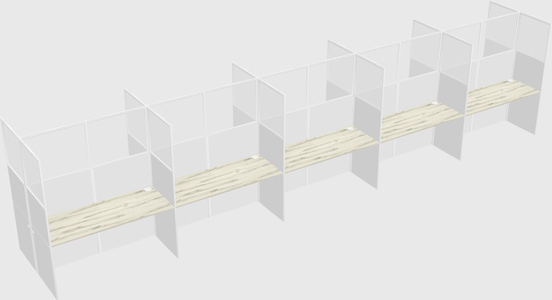 Shared rectangular cubicle