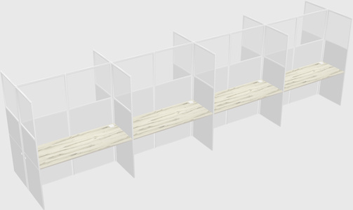 Shared rectangular cubicle