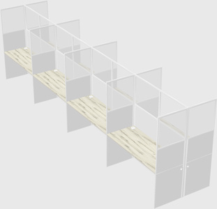Shared rectangular cubicle