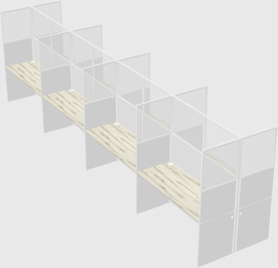 Shared rectangular cubicle
