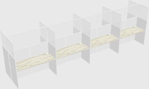 Shared rectangular cubicle