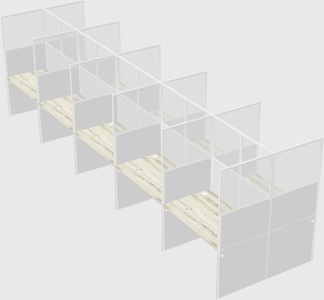 Shared rectangular cubicle