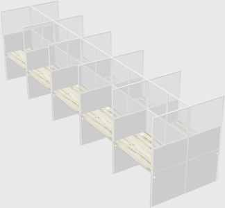 Shared rectangular cubicle
