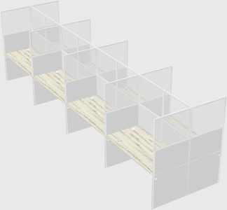 Shared rectangular cubicle