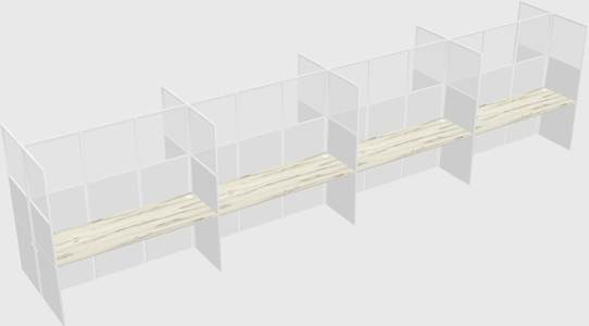Shared rectangular cubicle