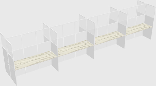 Shared rectangular cubicle