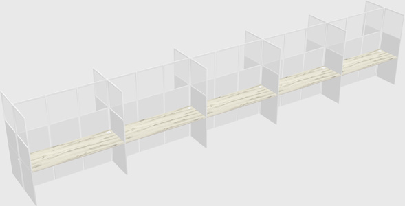 Shared rectangular cubicle