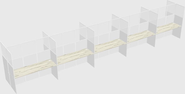 Shared rectangular cubicle