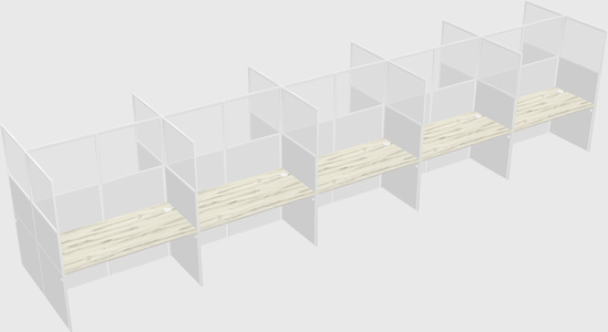 Shared rectangular cubicle