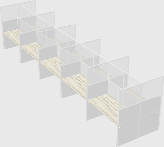 Shared rectangular cubicle