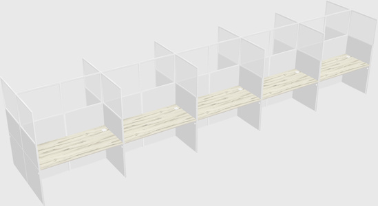 Shared rectangular cubicle