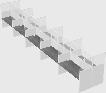 Shared rectangular cubicle