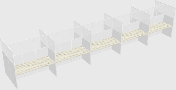 Shared rectangular cubicle