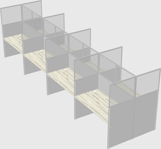 Shared rectangular cubicle