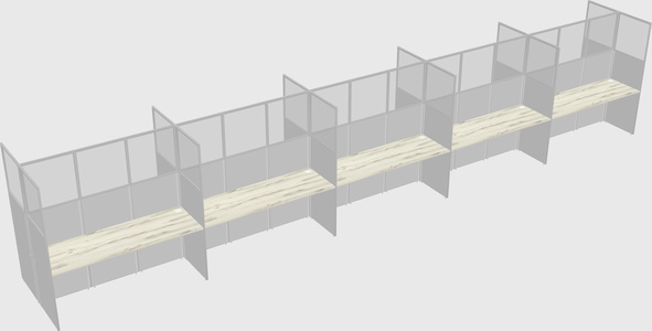 Shared rectangular cubicle