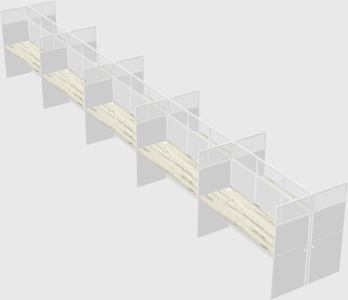 Shared rectangular cubicle