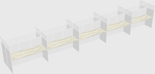 Shared rectangular cubicle